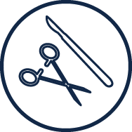 Icon mit einer Schere und einem Skalpell